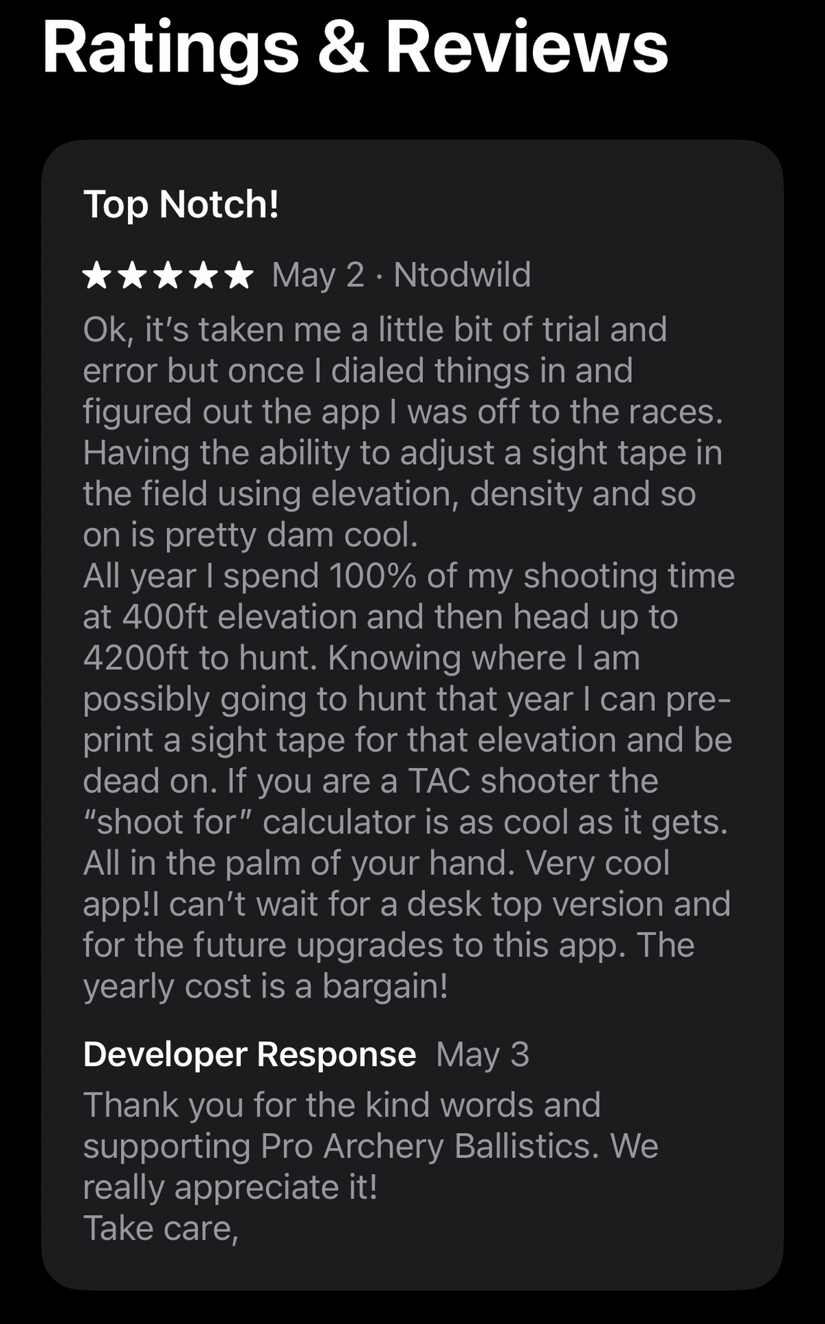Download App – Pro Archery Ballistics